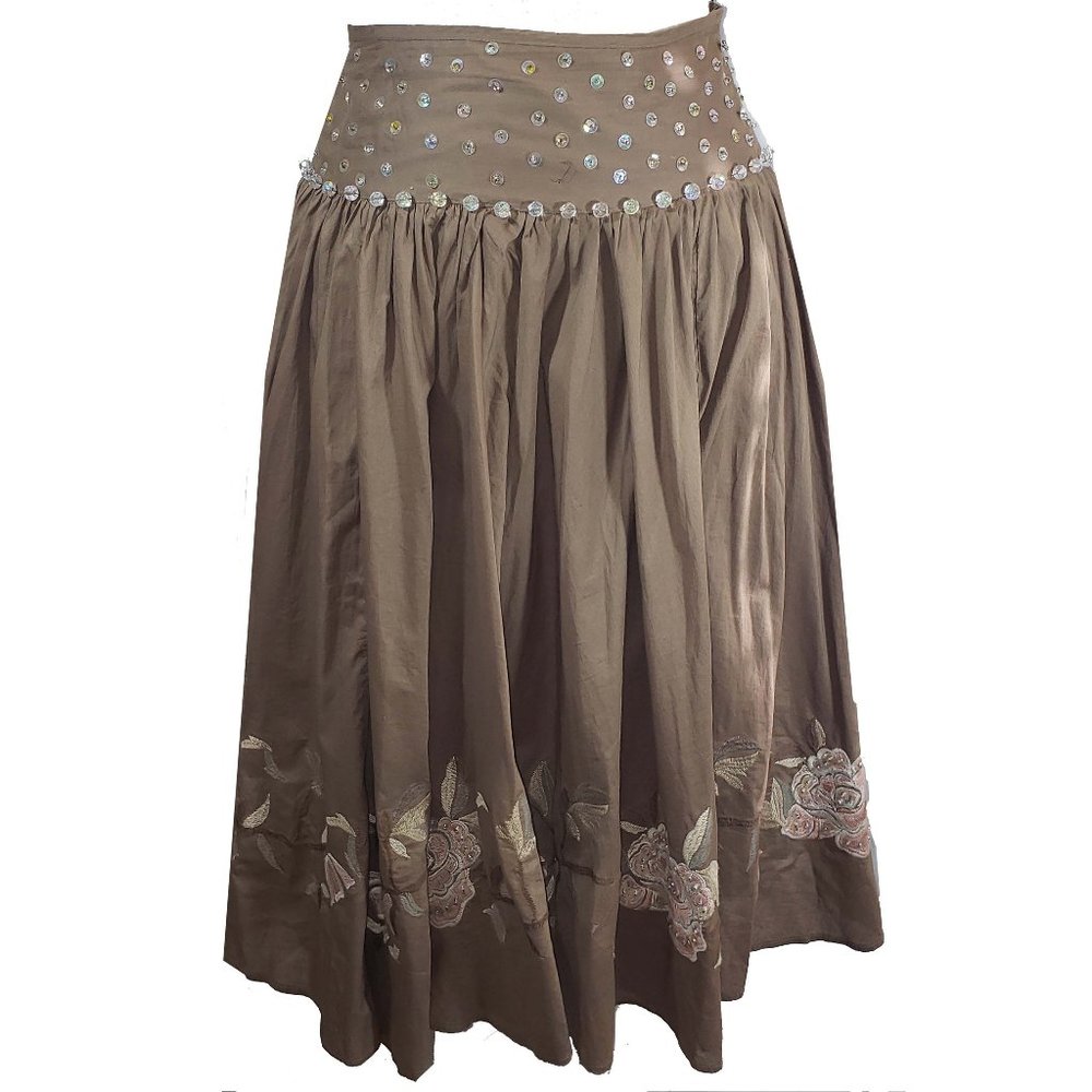 A.n.a taupe embroidered bohemian skirt